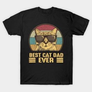 Vintage Best Cat Dad Ever Bump Fist Cool Shirt T-Shirt